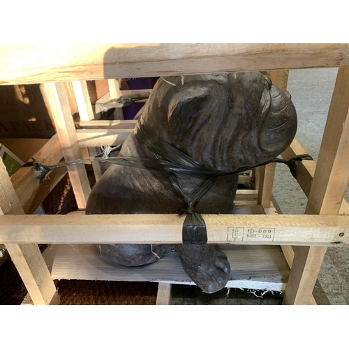 90A - A LARGE ORNAMENTAL BULLDOG MADE FROM VOLCANIC ROCK