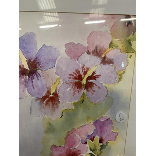 879 - A MODERN SILVER FRAMED WATERCOLOUR FLORAL PRINT