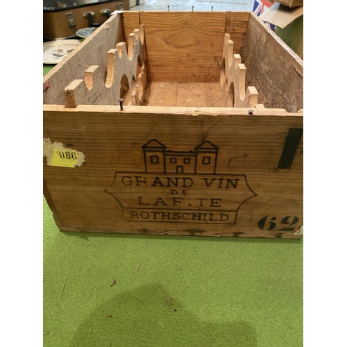 895 - A VINTAGE STYLE CHATEAU LAFITTE WINE CRATE