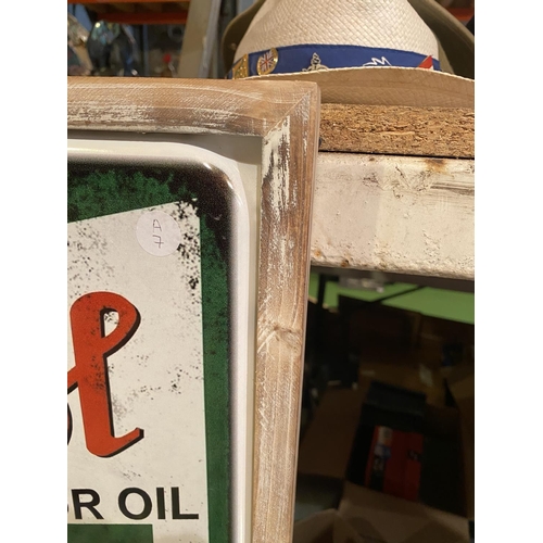 900 - A FRAMED CASTROL MOTOR OIL SIGN