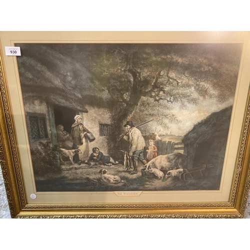 930 - A GILT FRAMED PICTURE ' THE WARRENER'