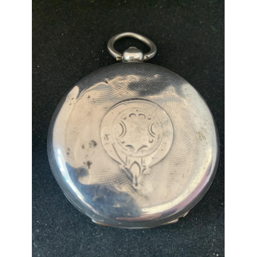 617 - A HALLMARKED SILVER POCKET WATCH W E WATTS NOTTINGHAM A/F NO GLASS ON FACE