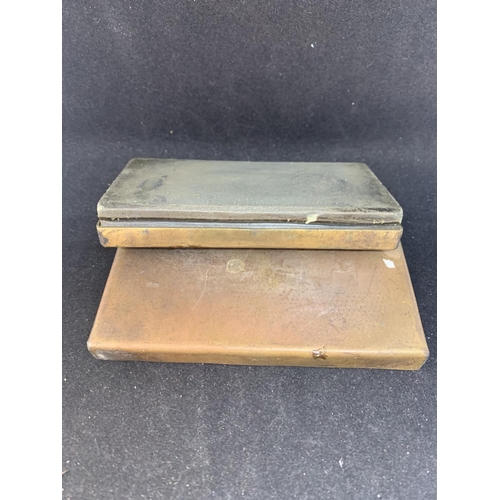 686 - A COPPER BOXED BLADE SHARPENING STONE