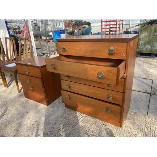 2345 - A STAG CHEST OF FIVE DRAWERS AND BEDSIDE CHESTS