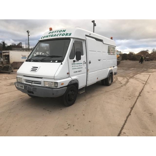 56 - 1997 RENAULT FN60 F7 VAN WITH OIL COLLECTION TANKS WITH ASSOCIATED PIPE WORK AND FRONT WORKSHOP. PAR... 