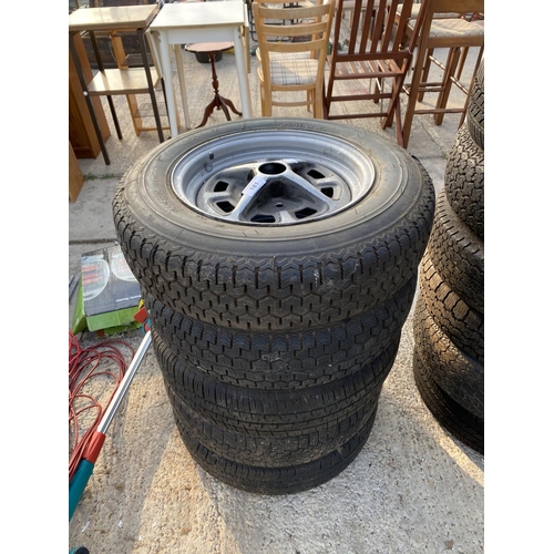 181 - FIVE MGB WHEELS & TYRES  - NO VAT