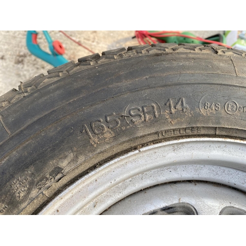 181 - FIVE MGB WHEELS & TYRES  - NO VAT