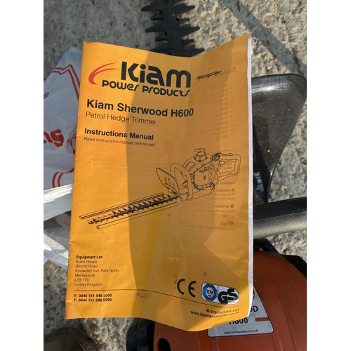 184 - A KIAM SHERWOOD H600 PETROL HEDGE CUTTER  - NO VAT