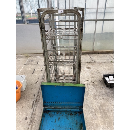 274 - A TOOL BOX AND A WHEELED CAGE  - NO VAT