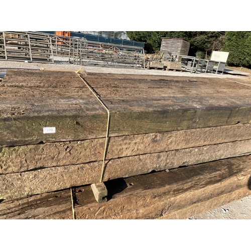 370 - TWELVE RAILWAY SLEEPERS 8FT 6 INCHES - NO VAT