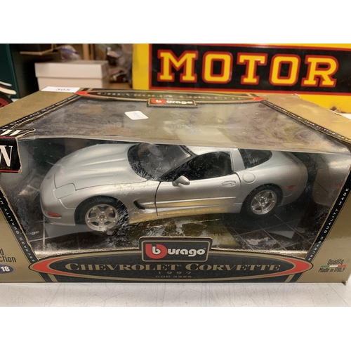 305 - A BOXED BURAGO CHEVROLET CORVETTE 1997