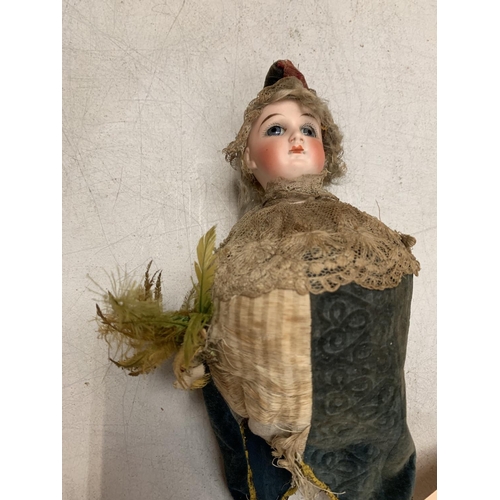 312 - AN EARLY GERMAN BISQUE MUSICAL MAROTTE BY LIMBACH DOLL