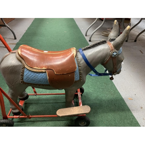 322 - A VINTAGE TRIANG PUSH ALONG DONKEY WITH ORIGINAL REINS, ONE OWNER FROM THE EARLY 1960'S (BOTH EARS H... 