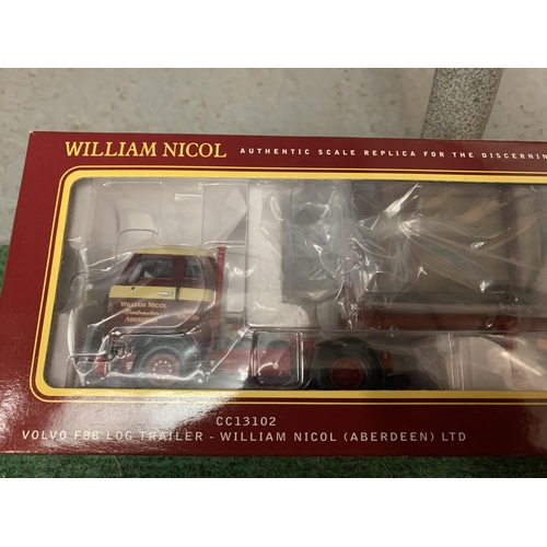 336 - A BOXED CORGI LIMITED EDITION VOLVO F88 LOG TRAILER - WILLIAM NICOL (ABERDEEN) LTD