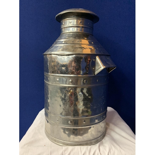 12 - A LARGE STAINLESS STEEL WATER CHURN H: 52CM