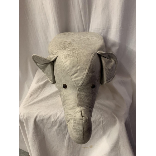 43 - A FAUX LEATHER CHILD'S FOOT STOOL IN THE FORM OF AN ELEPHANT