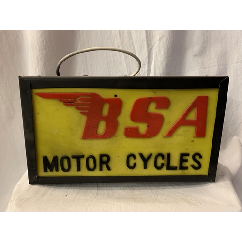 46 - AN ILLUMINATED 'BSA MOTOR CYCLES ' SIGN