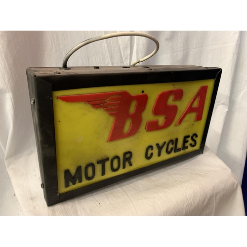 46 - AN ILLUMINATED 'BSA MOTOR CYCLES ' SIGN