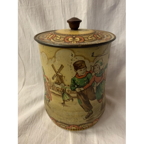 57 - A VINTAGE MACFARLANE LANG & CO BISCUIT TIN DEPICTING DUTCH SCENES