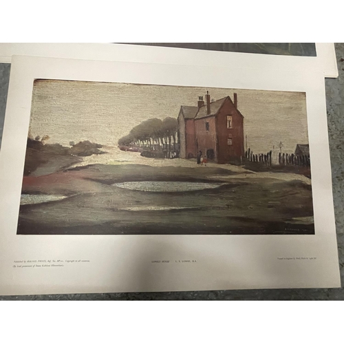 142 - TEN UNFRAMED LOWRY PRINTS TO INCLUDE 1X LONELY HOUSE 5X THE ISLAND AND 4X AN ACCIDENT