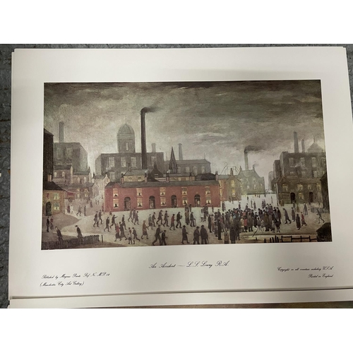 142 - TEN UNFRAMED LOWRY PRINTS TO INCLUDE 1X LONELY HOUSE 5X THE ISLAND AND 4X AN ACCIDENT