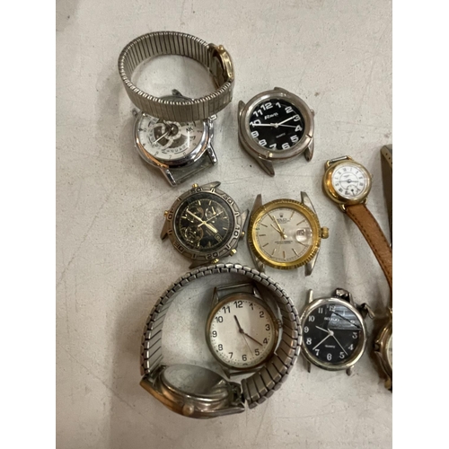 157 - A QUANTITY OF WATCHES SOME REQUIRING STRAPS