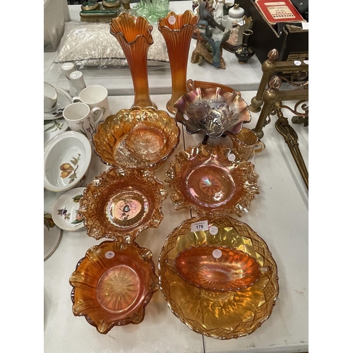 178 - AN ASSORTMENT OF CARNIVAL GLASSWARE