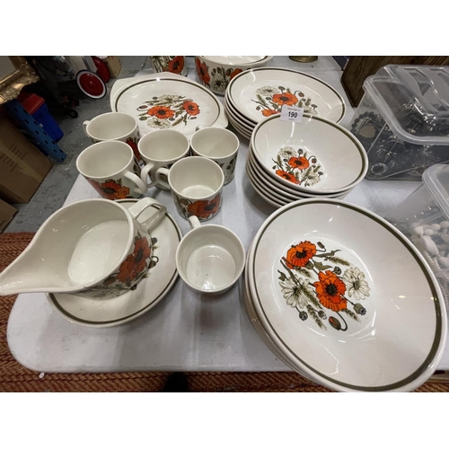 190 - A RETRO J & G MEAKIN STUDIO COFFEE SET IN THE POPPY DESIGN