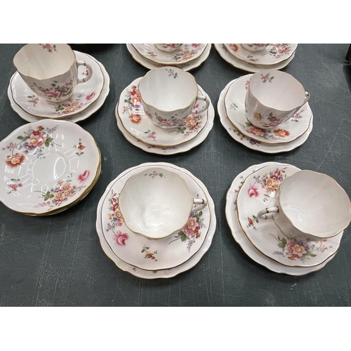 208A - A ROYAL CROWN DERBY PART COFFEE SET DERBY POSIES CONSISTING OF SEVEN TRIOS, COFFEE POT, CREAM JUG, C... 