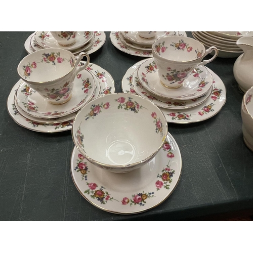 282 - AN ARGYLE TEA SET TO INCLUDE A TEAPOT MILK JUG, SUGAR BOWL, TRIOS, BOWLS, PLATES ETC