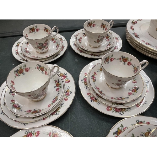 282 - AN ARGYLE TEA SET TO INCLUDE A TEAPOT MILK JUG, SUGAR BOWL, TRIOS, BOWLS, PLATES ETC