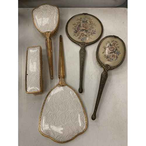 177 - TWO PART DRESSING TABLE HAND MIRROR AND BRUSH SETS