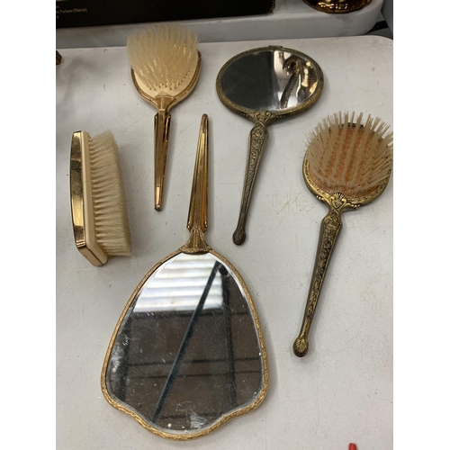 177 - TWO PART DRESSING TABLE HAND MIRROR AND BRUSH SETS