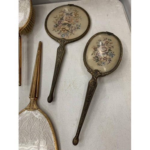 177 - TWO PART DRESSING TABLE HAND MIRROR AND BRUSH SETS