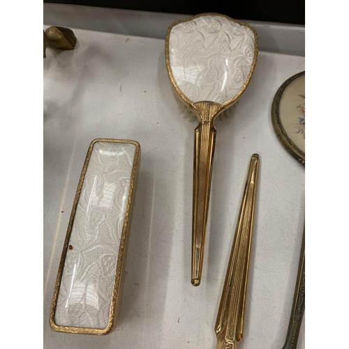 177 - TWO PART DRESSING TABLE HAND MIRROR AND BRUSH SETS