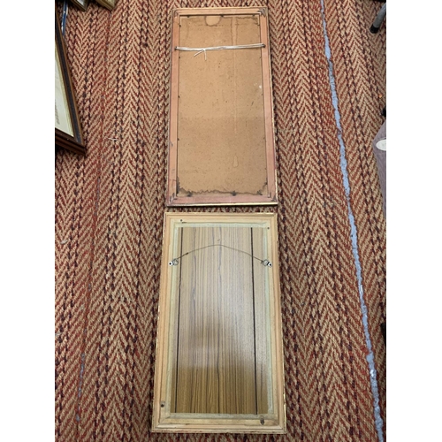 196 - TWO OBLONG FRAMED WALL MIRRORS