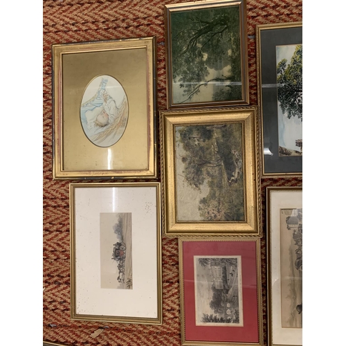 198 - SEVEN VARIOUS FRAMED PICTURES TO INCLUDE A GILT FRAMED OIL ON BOARD