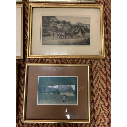 201 - SEVEN SMALL FRAMED PICTURES DEPICTING VARIOUS SCENES