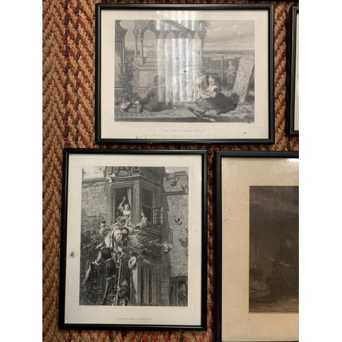 203 - A COLLECTION OF TEN BLACK FRAMED PICTURES