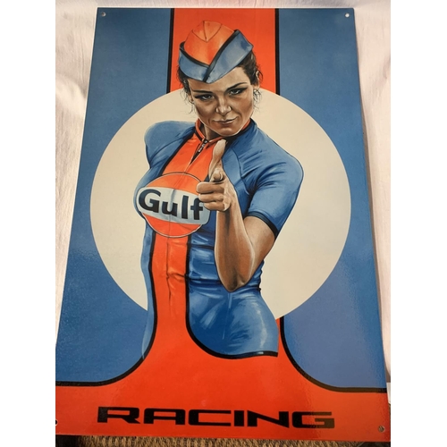 234 - A METAL 'GULF RACING' SIGN - 46CM X 30.5CM