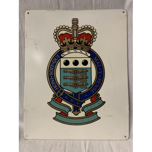 242 - A METAL 'ROYAL ARMY ORDNANCE CORPS' SIGN - 37CM X 29CM