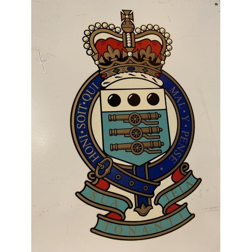 242 - A METAL 'ROYAL ARMY ORDNANCE CORPS' SIGN - 37CM X 29CM