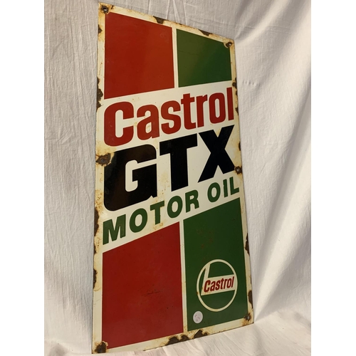 246 - A LARGE ENAMEL 'CASTROL GTX MOTOR OIL' SIGN -         60CM X 30CM