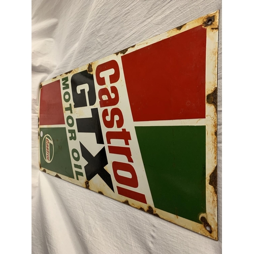 246 - A LARGE ENAMEL 'CASTROL GTX MOTOR OIL' SIGN -         60CM X 30CM