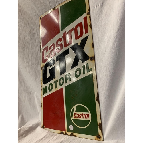 246 - A LARGE ENAMEL 'CASTROL GTX MOTOR OIL' SIGN -         60CM X 30CM