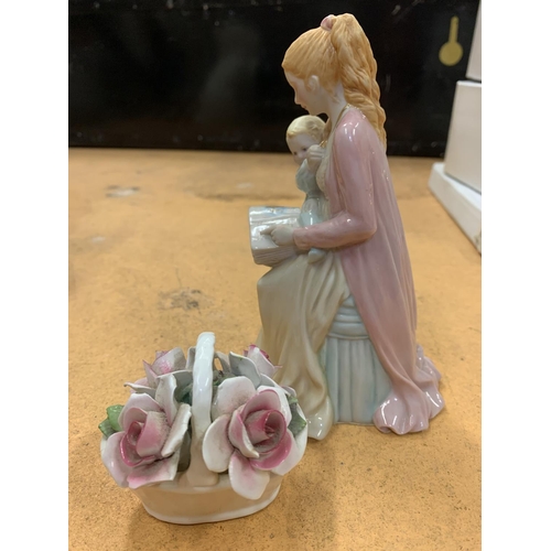 276 - A FRANKLIN MINT GLENIS DEVEREUX FINE PORCELAIN 'DEAR MOTHER READ TO ME' MA 3291 AND A SMALL ROYAL ST... 