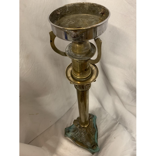 48 - A TALL BRASS ORNATE TABLE LAMP BASE FOR RESTORATION H: 74CM
