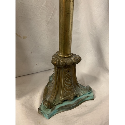 48 - A TALL BRASS ORNATE TABLE LAMP BASE FOR RESTORATION H: 74CM