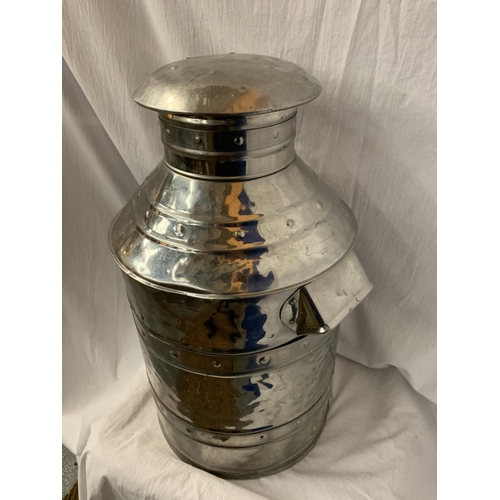 67 - A LARGE STAINLESS STEEL WATER CHURN H: 52CM