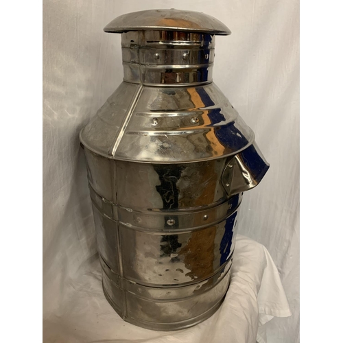 67 - A LARGE STAINLESS STEEL WATER CHURN H: 52CM